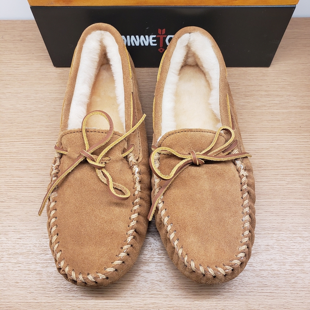 Minnetonka Tan Suede Loafers Soft Leather Outsole